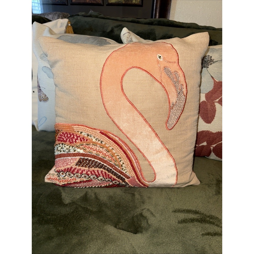 Pegasus Home Fashions Embellished Flamingo Home Accent Decorative Pillow